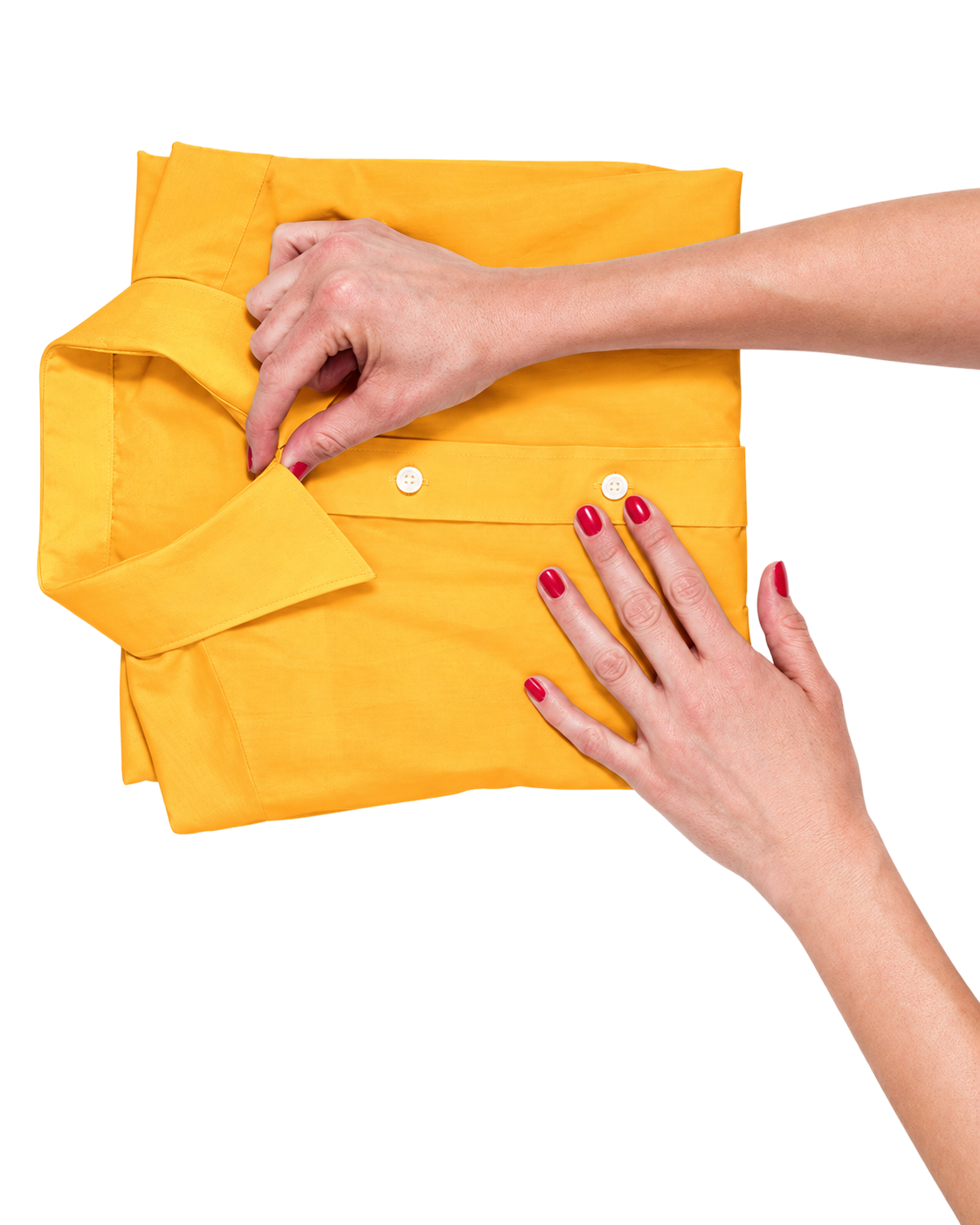 Garment care folding hands